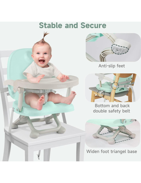 Silla Alta Plegable para Bebé YOLEO Ajustable Verde 1.8kg