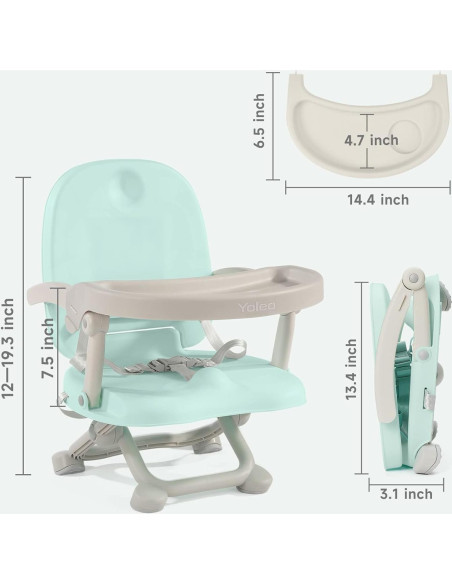 Silla Alta Plegable para Bebé YOLEO Ajustable Verde 1.8kg
