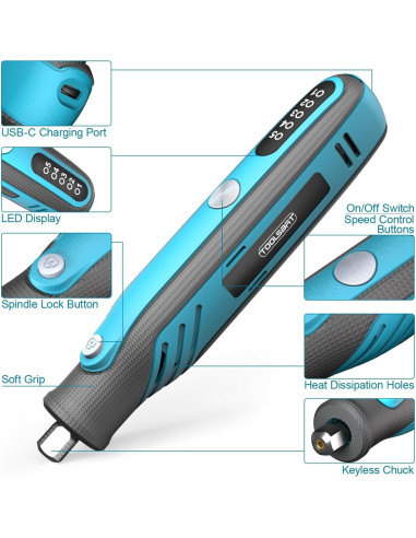 Kit Herramienta Rotativa Inalámbrica TOOLSBAT 4V 84 Accesorios