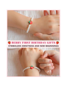 Pulsera de Perlas de Fresa Berry para Primer Cumpleaños 14 cm 2