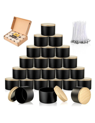 Latas de Vela MGLIFEUL 4oz Negras - 12 Piezas, DIY