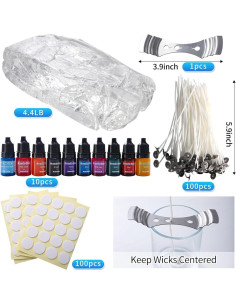 Cera de Gel para Velas Sel Natural 2 kg + 100 Mechas y Tintes 2