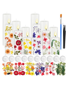 Kit de Pintura de Velas MTLEE 24 Piezas con Flores Secas