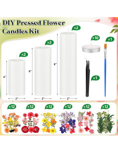 Kit de Pintura de Velas MTLEE 24 Piezas con Flores Secas 2
