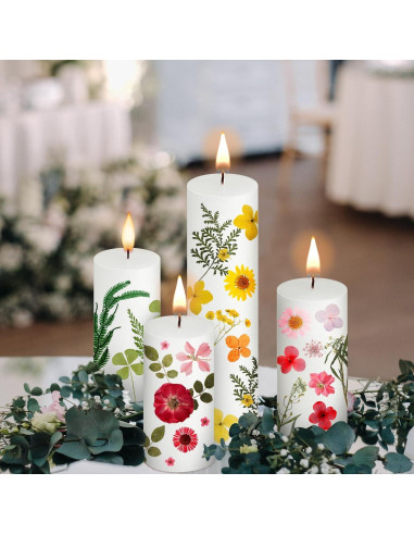 Kit de Pintura de Velas MTLEE 24 Piezas con Flores Secas