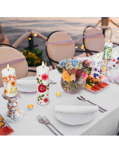 Kit de Pintura de Velas MTLEE 24 Piezas con Flores Secas