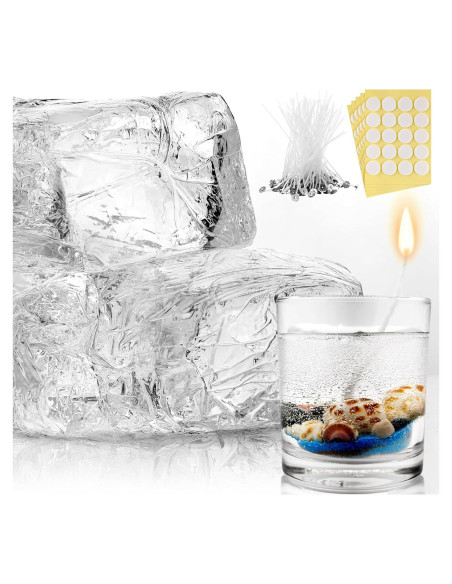 Cera de Vela Transparente Heigble 1.5 kg + 100 Mechas y Etiquetas