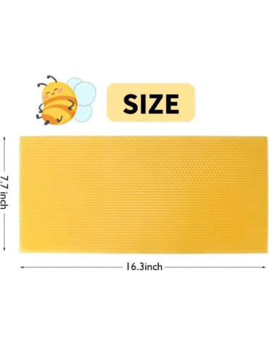 30 Hojas de Cera de Abeja Natural para Velas y Colmenas 41.5x19.5cm