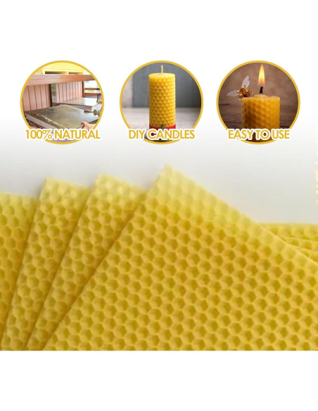 30 Hojas de Cera de Abeja Natural para Velas y Colmenas 41.5x19.5cm 30 Hojas de Cera de Abeja Natural para Velas y Colmenas 41.5x19.5cm