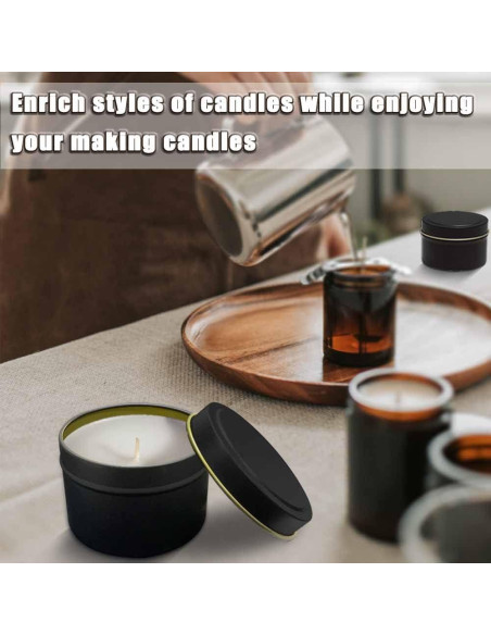 Latas de Vela Bunhut 5 oz Paquete de 24 Tarros Negros