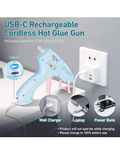 Pistola de Silicona Caliente Inalámbrica HHDQYMSG 20W 2000mAh 2