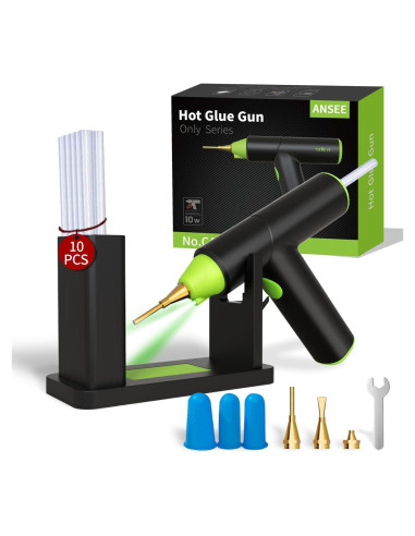 Pistola de Pegamento Caliente Ansee Inalámbrica Verde 10W