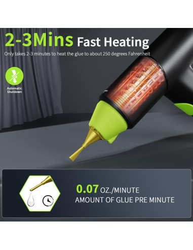 Pistola de Pegamento Caliente Ansee Inalámbrica Verde 10W
