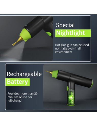 Pistola de Pegamento Caliente Ansee Inalámbrica Verde 10W