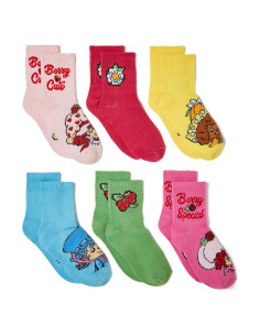 Calcetines Capri Strawberry Shortcake 6 Pairs Niñas 6-8.5