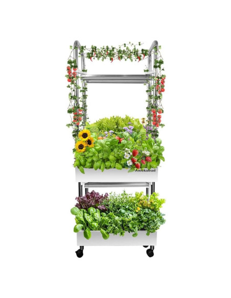 Sistema Hidropónico Awokabud 2 Niveles con Luz LED y Autorriego