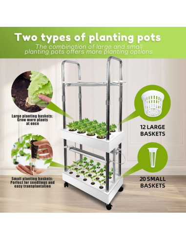 Sistema Hidropónico Awokabud 2 Niveles con Luz LED y Autorriego