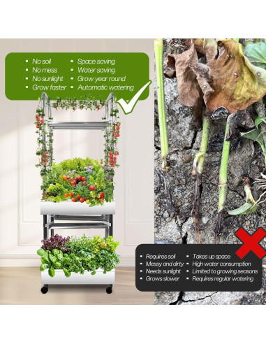 Sistema Hidropónico Awokabud 2 Niveles con Luz LED y Autorriego