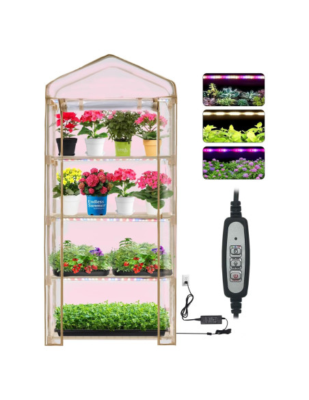 Invernadero Portátil Purlyu 4 Niveles con Luz LED 60W