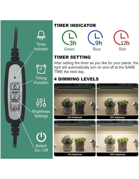 Invernadero Portátil Purlyu 4 Niveles con Luz LED 60W