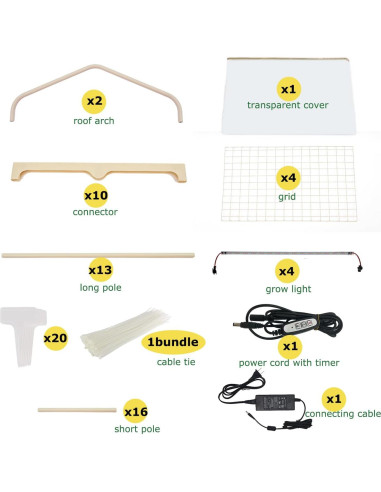 Invernadero Portátil Purlyu 4 Niveles con Luz LED 60W