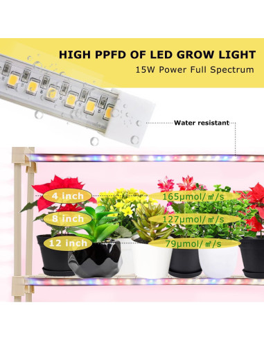 Invernadero Portátil Purlyu 4 Niveles con Luz LED 60W