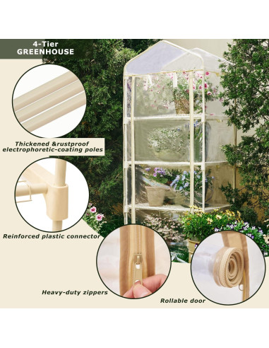 Invernadero Portátil Purlyu 4 Niveles con Luz LED 60W