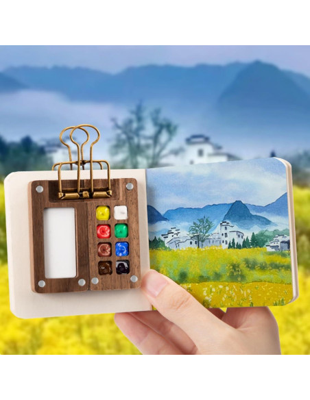 Set de Pintura Acuarela Tiuran 001, Paleta Compacta y Cuaderno