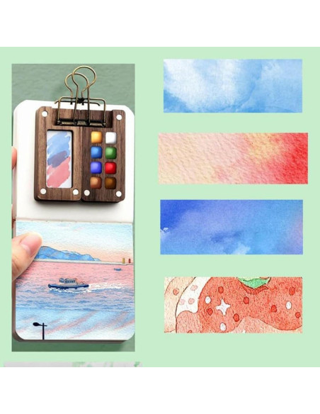 Set de Pintura Acuarela Tiuran 001, Paleta Compacta y Cuaderno