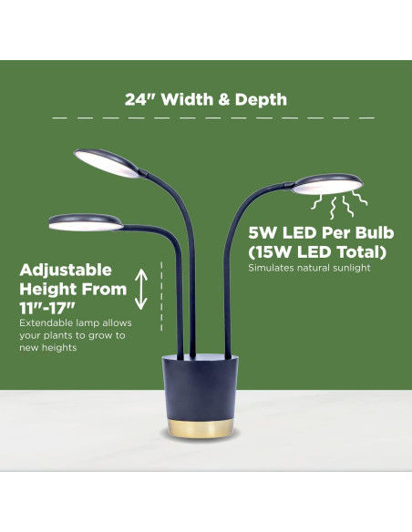 Luz de Crecimiento AeroGarden Trio LED 15W para Plantas