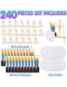 Juego de Pintura AROIC 240 PCS con Caballetes y Pinceles 2