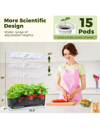 Sistema Hidropónico LED Kingsyard 48W, Jardín Interior 5L