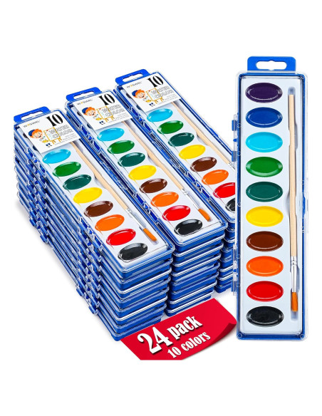 Juego de Pinturas Acuarelables WOSWEL 10 Colores Lavables 24 Pzs