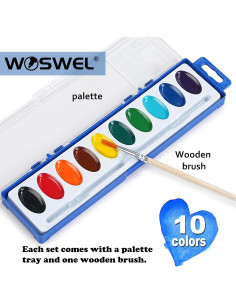 Juego de Pinturas Acuarelables WOSWEL 10 Colores Lavables 24 Pzs 2