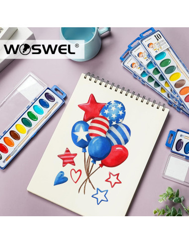 Juego de Pinturas Acuarelables WOSWEL 10 Colores Lavables 24 Pzs
