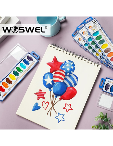 Juego de Pinturas Acuarelables WOSWEL 10 Colores Lavables 24 Pzs