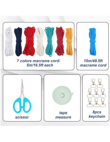 Kit de Llaveros de Macramé INFUNLY - 8 Piezas DIY Boho