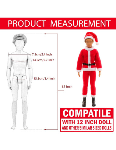 Disfraz de Navidad Miunana para Muñeco 30.48 cm 17 PCS