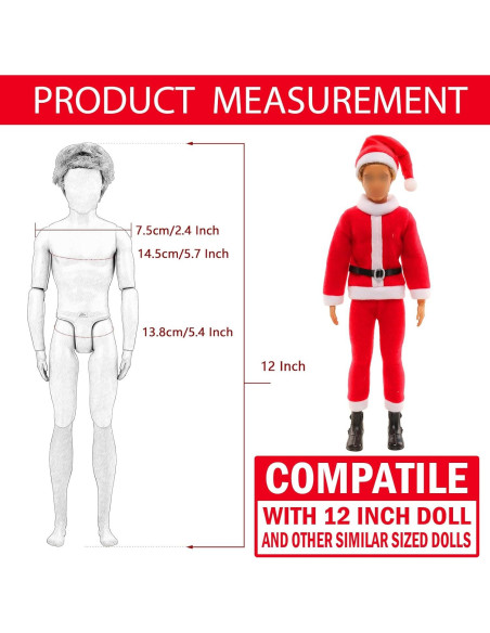 Disfraz de Navidad Miunana para Muñeco 30.48 cm 17 PCS
