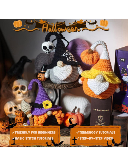 Kit de Crochet MAGIMUSE Gnomos de Halloween para Principiantes