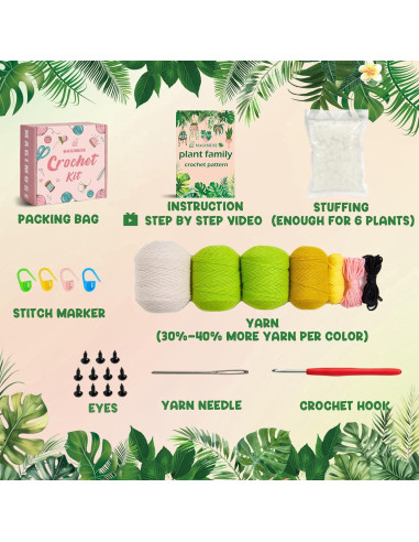 Kit de Crochet Magimuse Monstera para Principiantes - 7 Colores