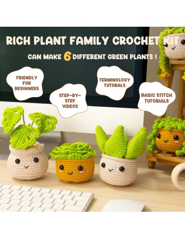 Kit de Crochet Magimuse Monstera para Principiantes - 7 Colores