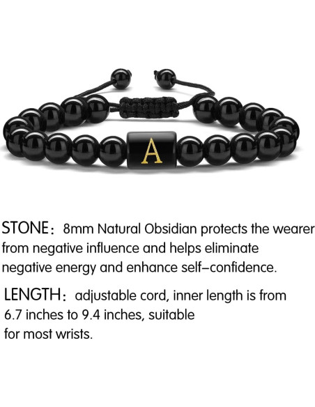 Pulsera Inicial STORUP para Hombres - Ojo de Tigre y Lava 8mm