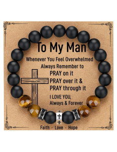 Pulsera Cruz de Gemas Naturales TONY & SANDY 20.32 cm