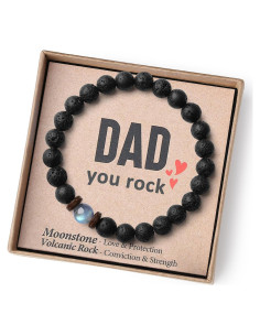 Pulsera de Piedra de Lava y Lunar para Papá - 21.08 cm