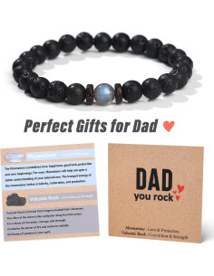 Pulsera de Piedra de Lava y Lunar para Papá - 21.08 cm 2