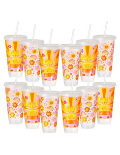 Uiifan 12 Vasos de Plástico Reutilizables 710ml Groovy