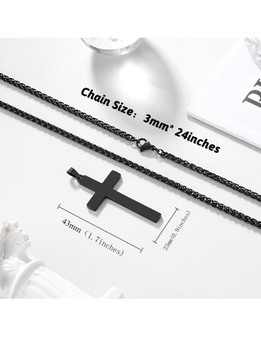 Collar Cruz PINKDODO para Hombres 61cm Acero Inoxidable