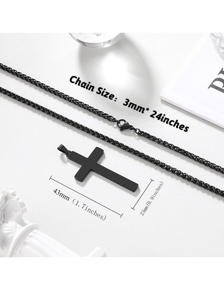 Collar Cruz PINKDODO para Hombres 61cm Acero Inoxidable