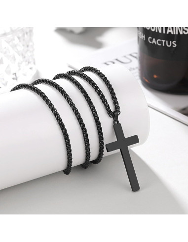 Collar Cruz PINKDODO para Hombres 61cm Acero Inoxidable